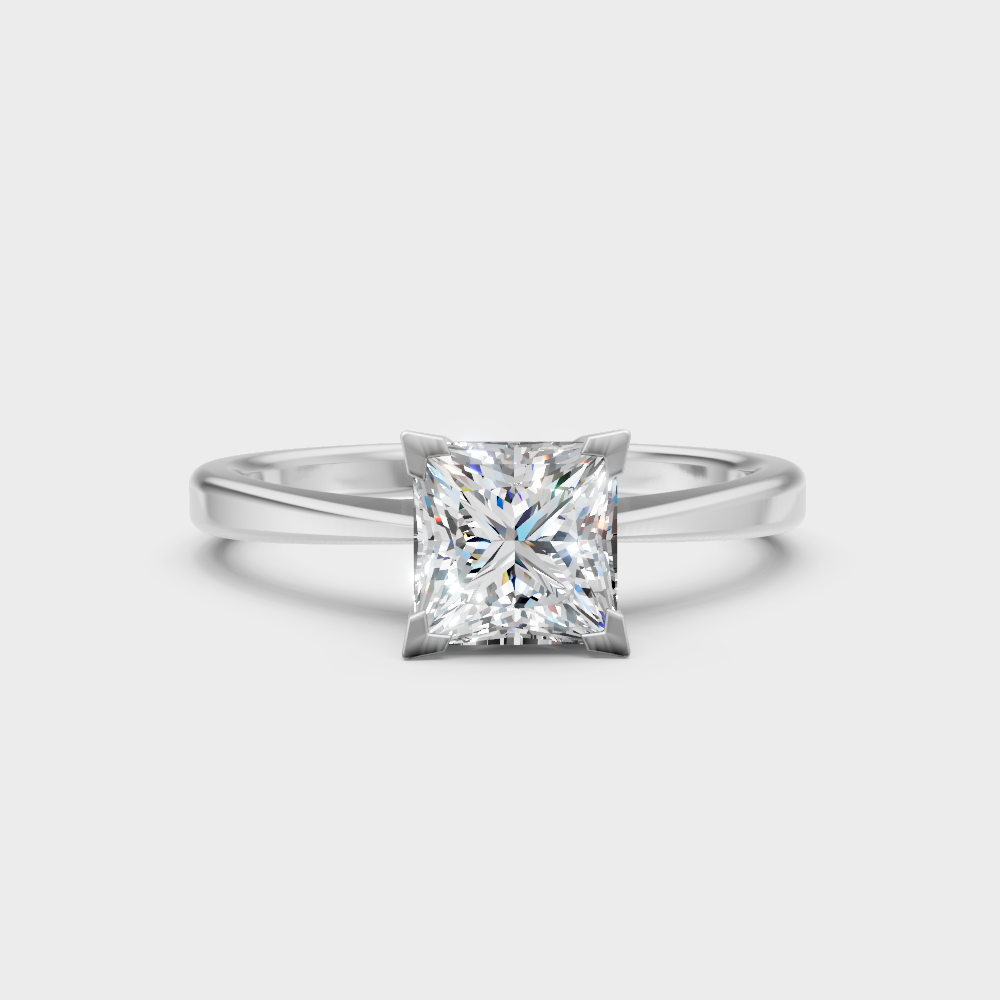 Premium 950 platinum princess-cut lab-grown diamond solitaire engagement ring